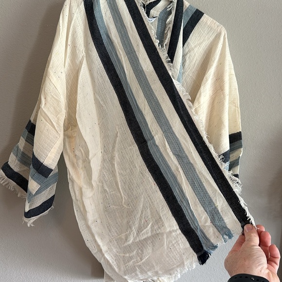 NWT Michael Stars (Evereve) Nautical Beach Striped Wrap One Size Blue/Off White - Picture 7 of 13